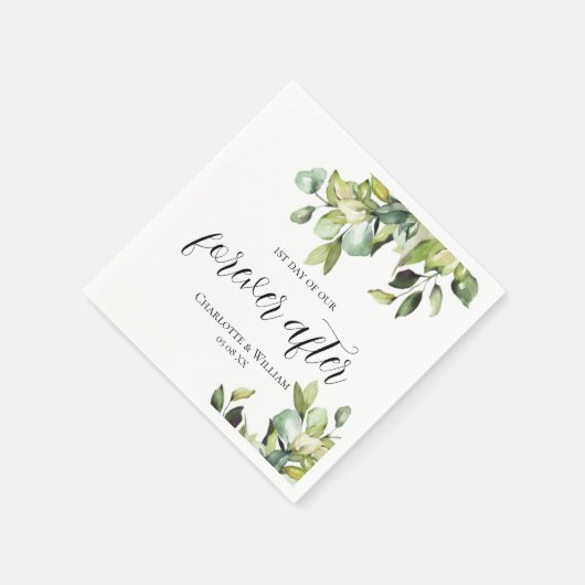 1. Tag Forever Nach eleganten grünen Botanicals Serviette (Ecke)