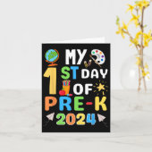 1. Tag vor 2024 erster Tag zurück zur Schule Karte (Gelbe Blume)