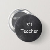 #1 Teacher Chalkboard Design Geschenk Idee Button (Vorne & Hinten)