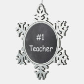 #1 Teacher Chalkboard Design Geschenk Idee Schneeflocken Zinn-Ornament (Rechts)