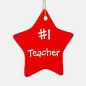 #1 Teacher Red Christmas Ornament & Quote (Rechts)
