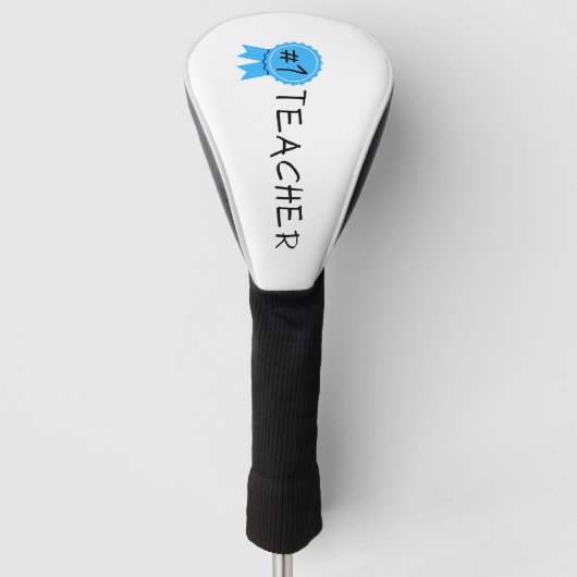 #1 Teacher White Golf Headcover (Vorderseite)