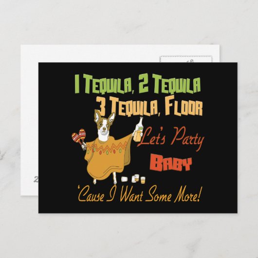 1 Tequila2 Tequila3 Tequila-Boden Postkarte (Vorne/Hinten)