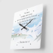 1 Thessaloniker 1:4 Du bist von Gott sehr geliebt Quadratische Wanduhr (Winkel)