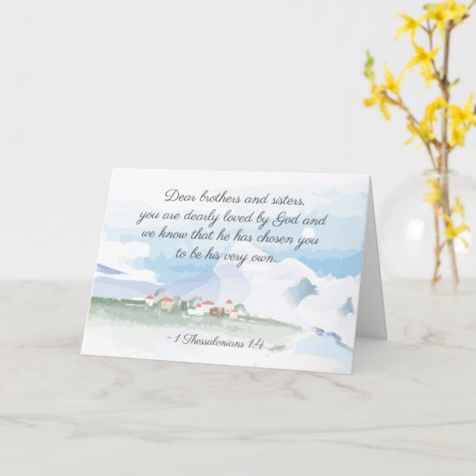 1 Thessaloniker 1:4 Er hat dir die Bibel gewählt Karte (Gelbe Blume)