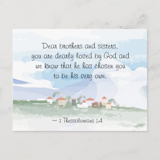 1 Thessaloniker 1:4 Er hat euch die Bibel gewählt Postkarte (Vorderseite)