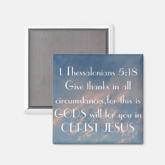 1 Thessaloniker 5:18 Danke Magnet (Vorderseite/Rückseite)