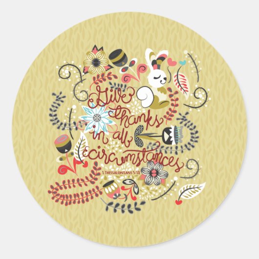 1 Thessaloniker 5:18 danken in allen Kreisen Runder Aufkleber (Vorderseite)