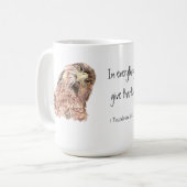 1 Thessaloniker 5:18 Schrift, Niedlicher Vogel Kaffeetasse (Vorderseite Links)