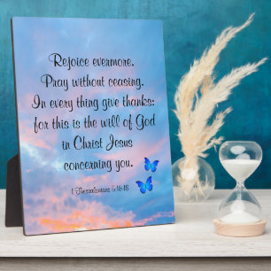 1 Thessaloniki 5:16-18 Plaque Fotoplatte