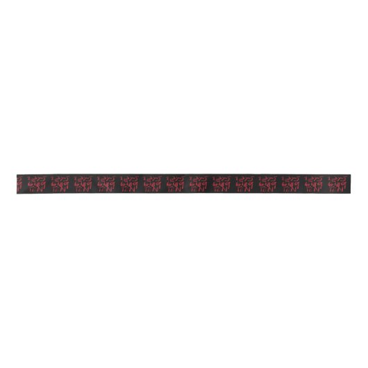 1 Thru Ten Typography In Red On Black Pattern Satinband (Vorderseite)