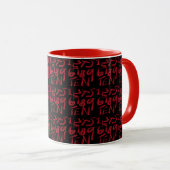 1 Thru Ten Typography In Red On Black Pattern Tasse (VorderseiteRechts)
