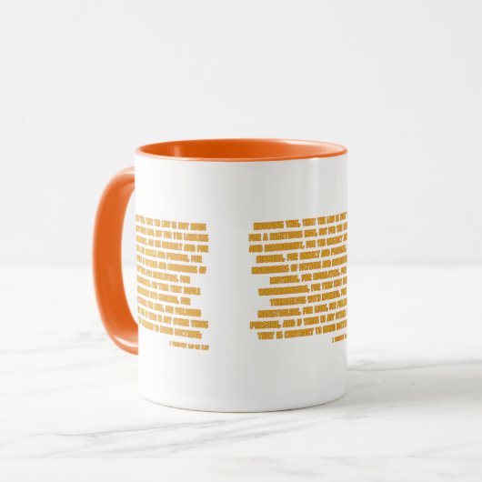 1 Timothy 1:9-10 KJV Bibelschrift Zwei-Tone Tasse (Vorderseite Links)