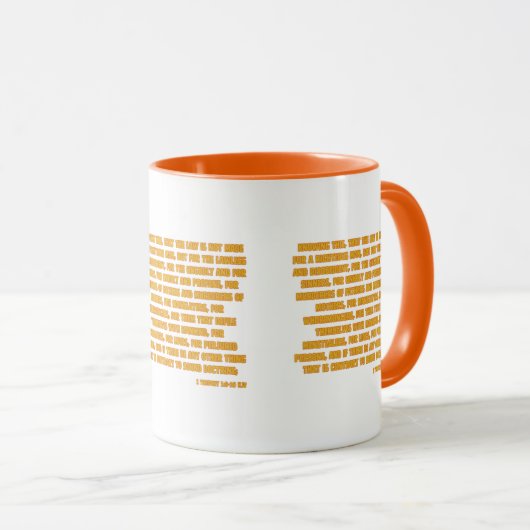 1 Timothy 1:9-10 KJV Bibelschrift Zwei-Tone Tasse (VorderseiteRechts)
