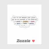 1 Timothy 4:12 Aufkleber (Blatt)