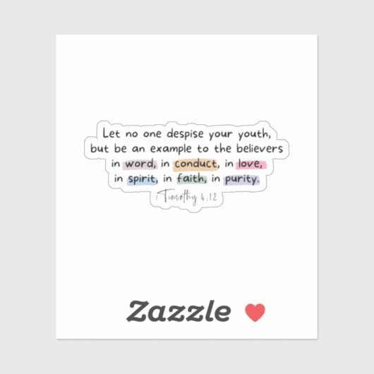 1 Timothy 4:12 Aufkleber (Blatt)