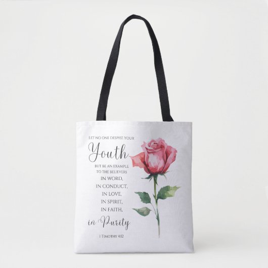 1 Timothy 4:12 - Blume Jugendbibelverse Tasche (Vorderseite)