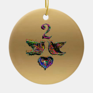1. und 2. Tag von Weihnachtsrot und -gold Keramik Ornament