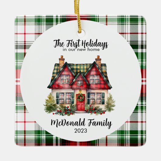 1. Urlaub in New Zuhause Housewarming Hütte Chic Keramikornament (Vorderseite)