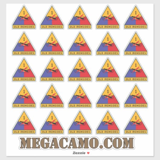 1. US-Rüstungsabteilung - Alte Seiten - Patch x25 Aufkleber (Blatt)