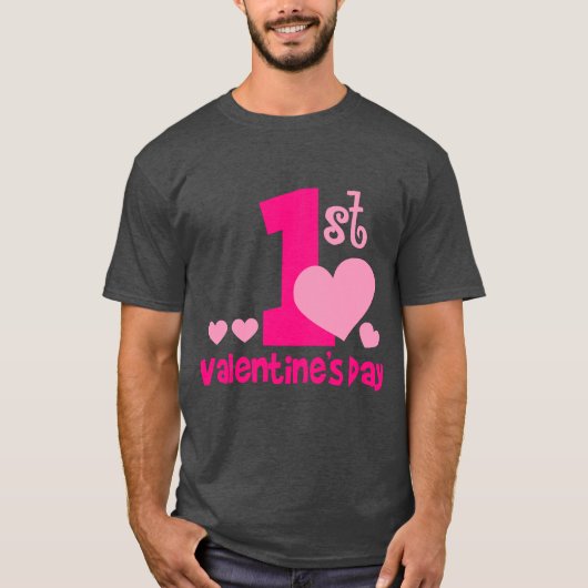 1. Valentinstag dunkles Basic men`s T-Shirt (Vorderseite)