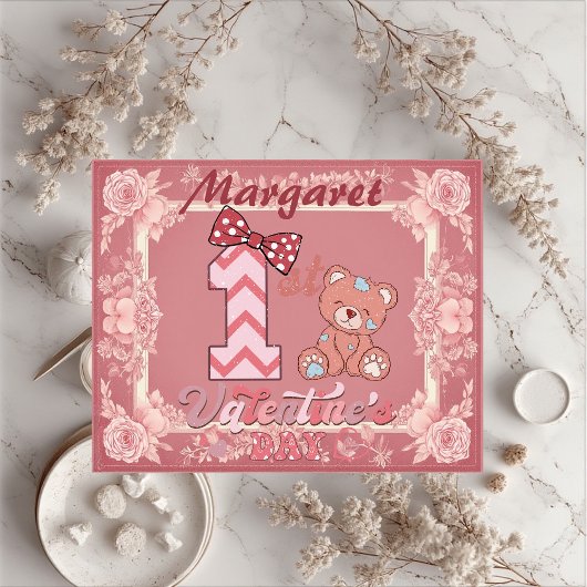 1. Valentinstag Teddybär Bogen Blumenmotive  Puzzle