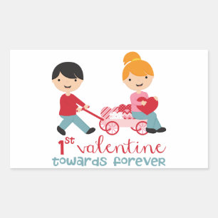 1. Valentinstag zusammen Rechteckiger Aufkleber