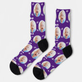 #1 Vater Baby oder Child Foto Lila Vatertag Socken (Linkes Detail)