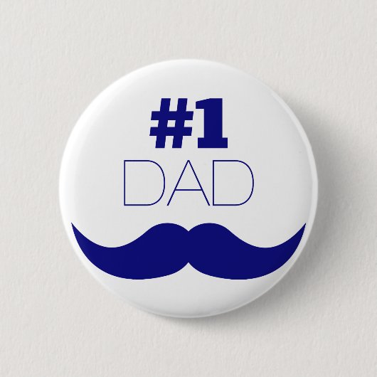 1. Vater Blue Mustache - Nummer 1 Button (Vorderseite)
