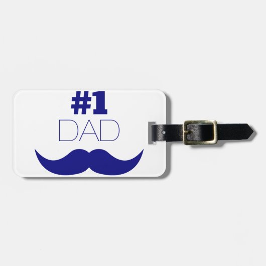1. Vater Blue Mustache - Nummer 1 Gepäckanhänger (Vorderseite horizontal)