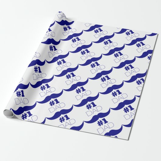 1. Vater Blue Mustache - Nummer 1 Geschenkpapier (Ungerollt)