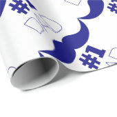 1. Vater Blue Mustache - Nummer 1 Geschenkpapier (Rolleneckpunkt)