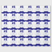 1. Vater Blue Mustache - Nummer 1 Geschenkpapier (Flach)