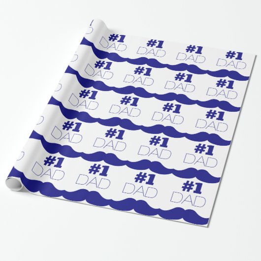 1. Vater Blue Mustache - Nummer 1 Geschenkpapier (Ungerollt)