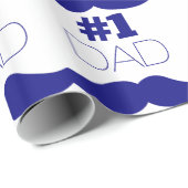 1. Vater Blue Mustache - Nummer 1 Geschenkpapier (Rolleneckpunkt)