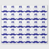 1. Vater Blue Mustache - Nummer 1 Geschenkpapier (Flach)