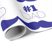 1. Vater Blue Mustache - Nummer 1 Geschenkpapier (Rolleneckpunkt)