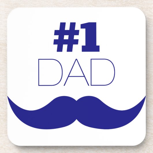 1. Vater Blue Mustache - Nummer 1 Getränkeuntersetzer (Vorderseite)