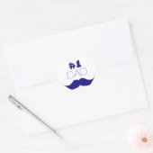 1. Vater Blue Mustache - Nummer 1 Herz-Aufkleber (Umschlag)