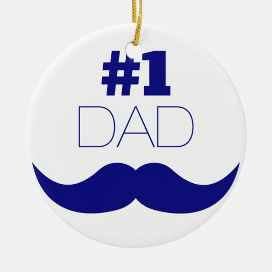 1. Vater Blue Mustache - Nummer 1 Keramik Ornament (Vorne)