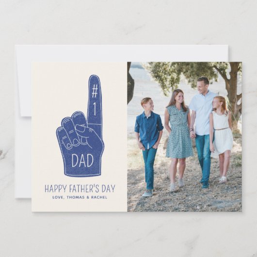 1 Vater Foam Finger Vatertag Foto-Karte Ankündigung (Vorderseite)