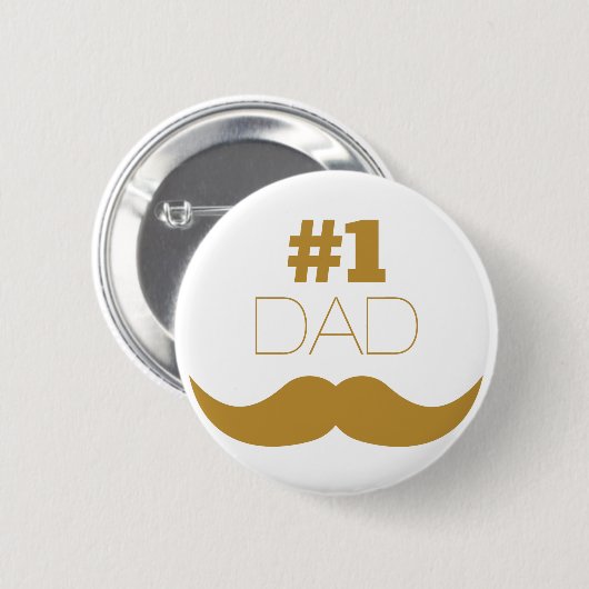 1. Vater Gold Mustache - Nummer eins Button (Vorne & Hinten)