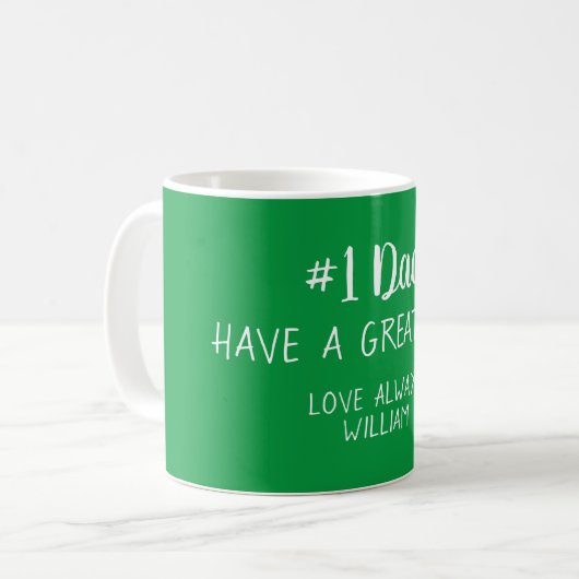 #1 Vater haben einen großen Tag Liebe Grün Kaffeetasse (Vorderseite Links)