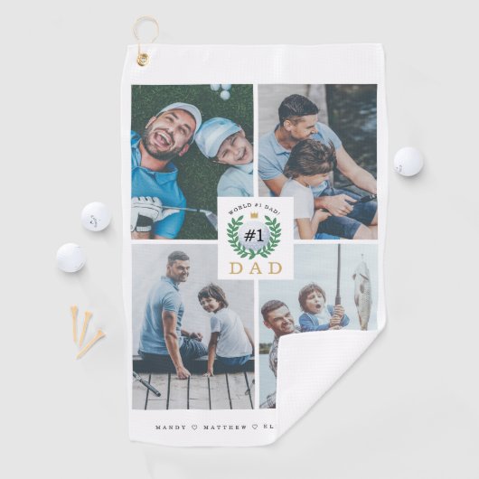 1. Vater, Happy Vathers Day Golf Theme Collage Golfhandtuch (Insitu)