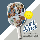 #1 Vater mit 3 Fotos beidseitig Pickleball Schläger