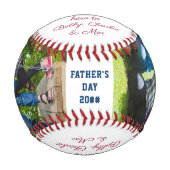 #1 Vater Quote Custom 2 Foto Personalisiert Baseball (Vorderseite)