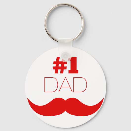 1. Vater Red Mustache - Nummer eins Schlüsselanhänger (Vorderseite)