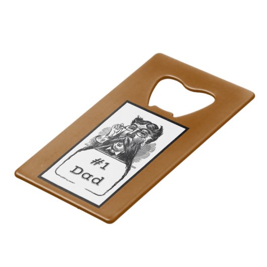 1 VATER VINTAG ZEICHNEND GELDBEUTEL FLASCHENÖFFNER (Vorderseite Schrägansicht)