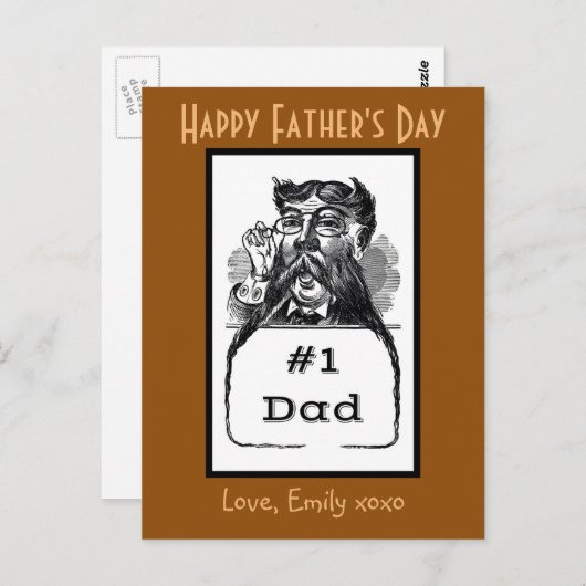 1 VATER VINTAG ZEICHNEND POSTKARTE (Vorne/Hinten)