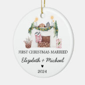 1. Verheirateter Weihnachtsbaum Keramik Ornament (Links)